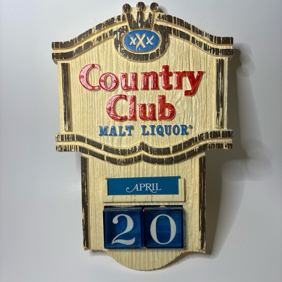 country club malt liquor Other - Pearl Brewing Co Country Club Malt Liquor Plastic Hanging Promo Calendar Vintage